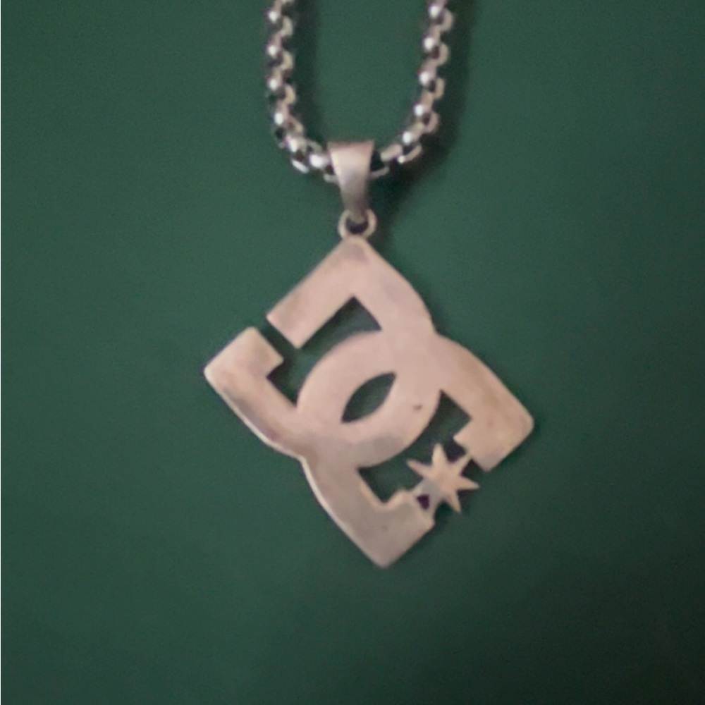 Vintage DC sterling Silver Logo Pendant Necklace